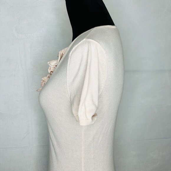 Ann Taylor Sz S Ruffled Front Pink Lightweight Cotton Short-Sleeve Shirt Top - Picture 5 of 8